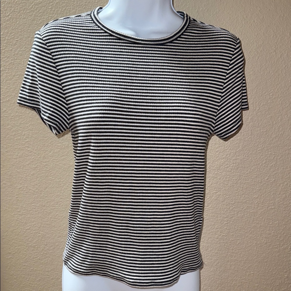 Madewell Modal Stretch Black and White Striped Short Sleeve Tee Women’s Size M